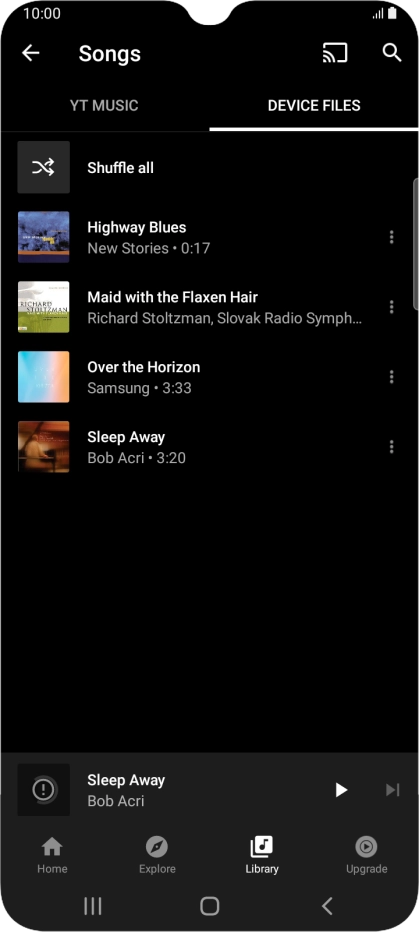 Press the required audio file.