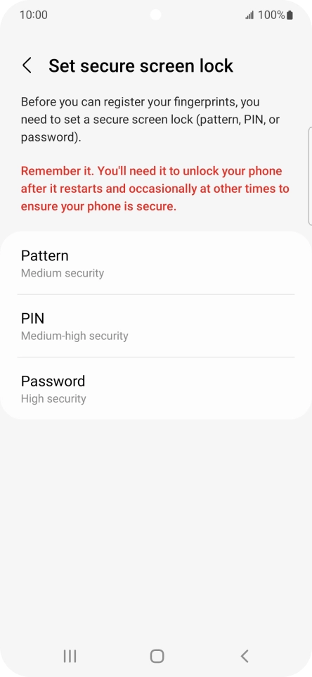 Press the required phone lock code and follow the instructions on the screen to create an additional phone lock code.