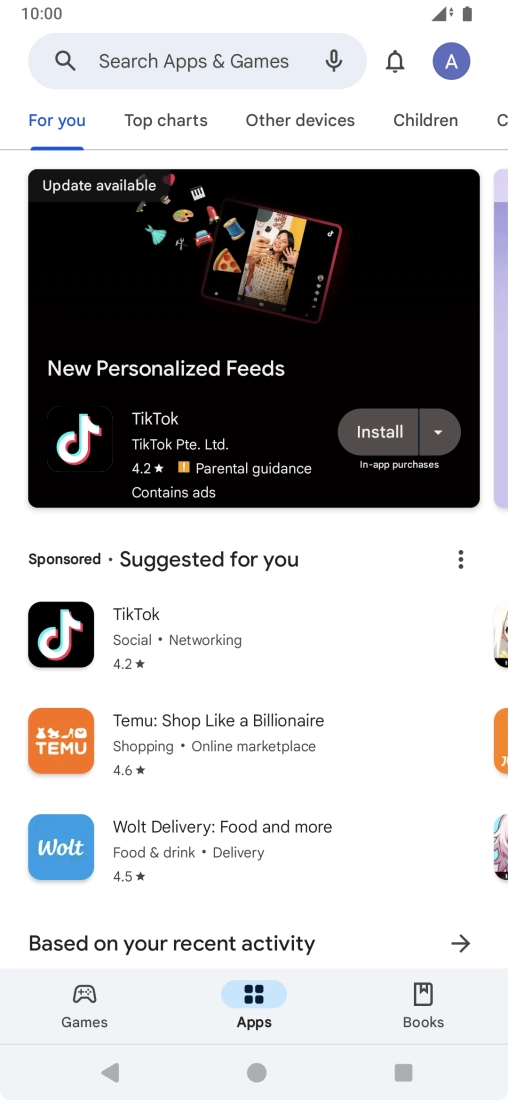 Press the profile icon.