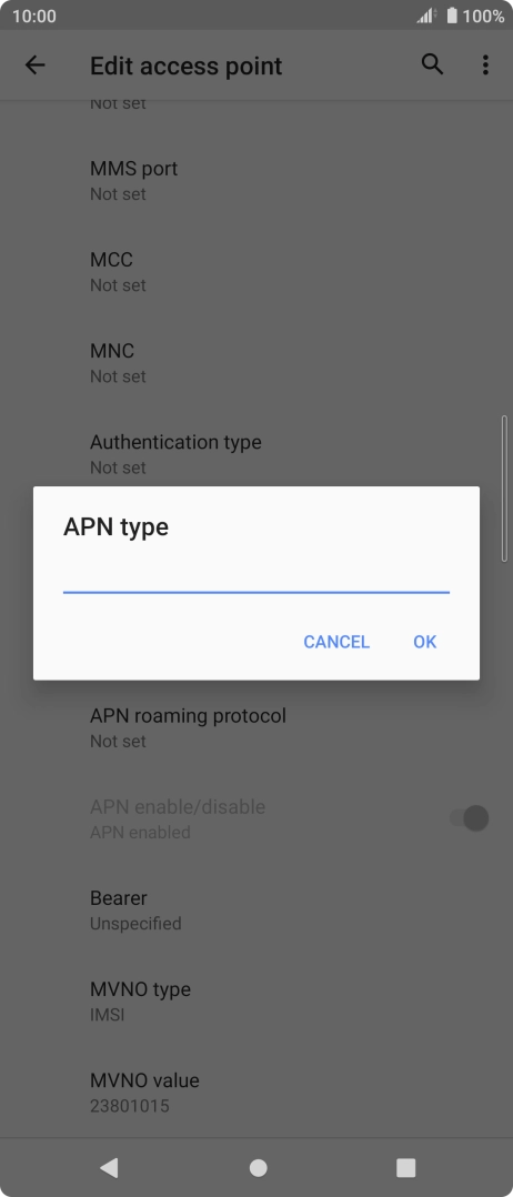 Key in default and press OK.