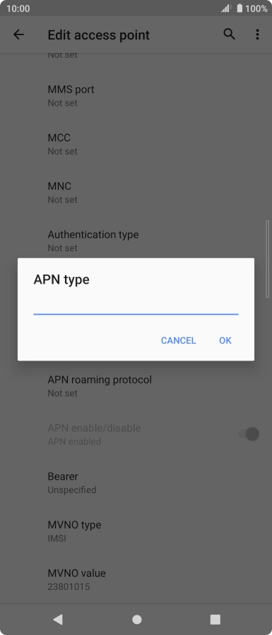 Key in default and press OK.