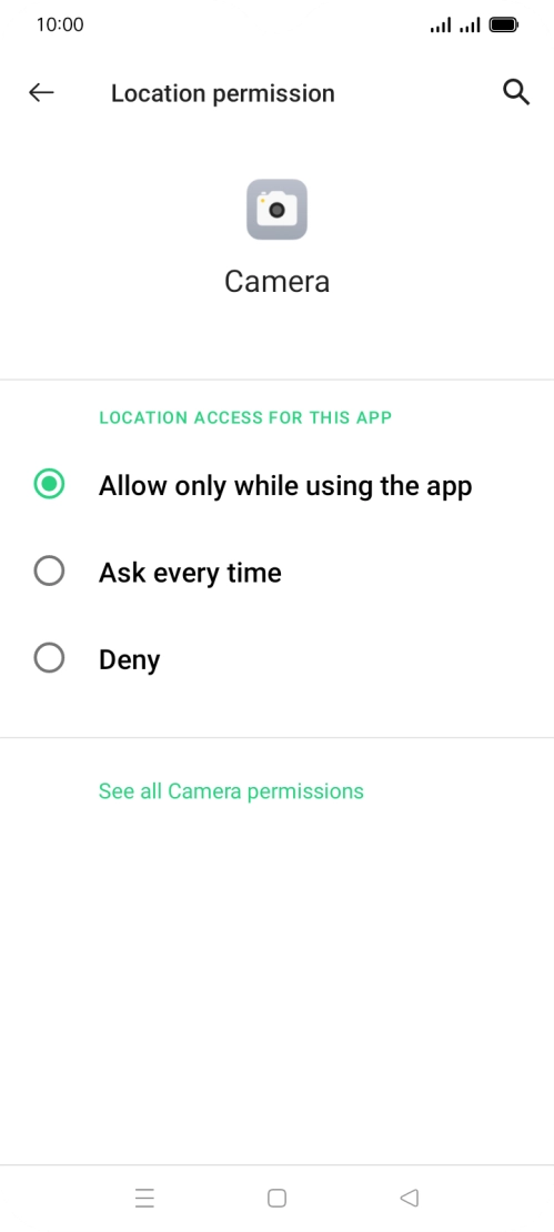 Press the required setting.