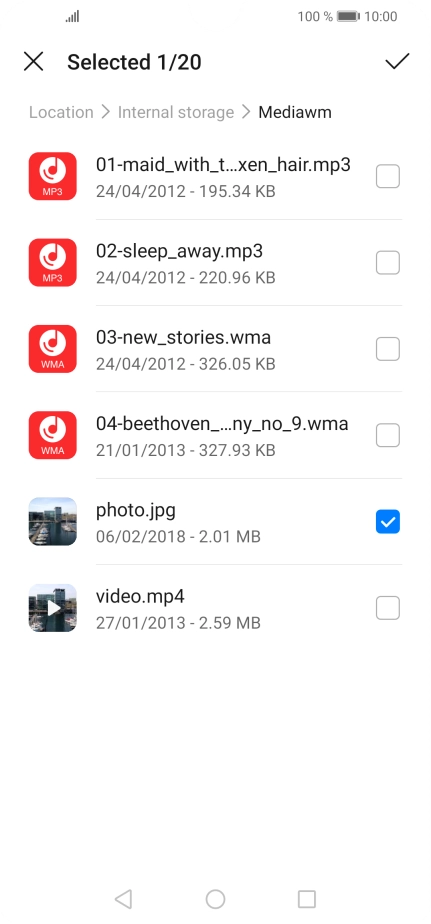 Press the confirm icon.