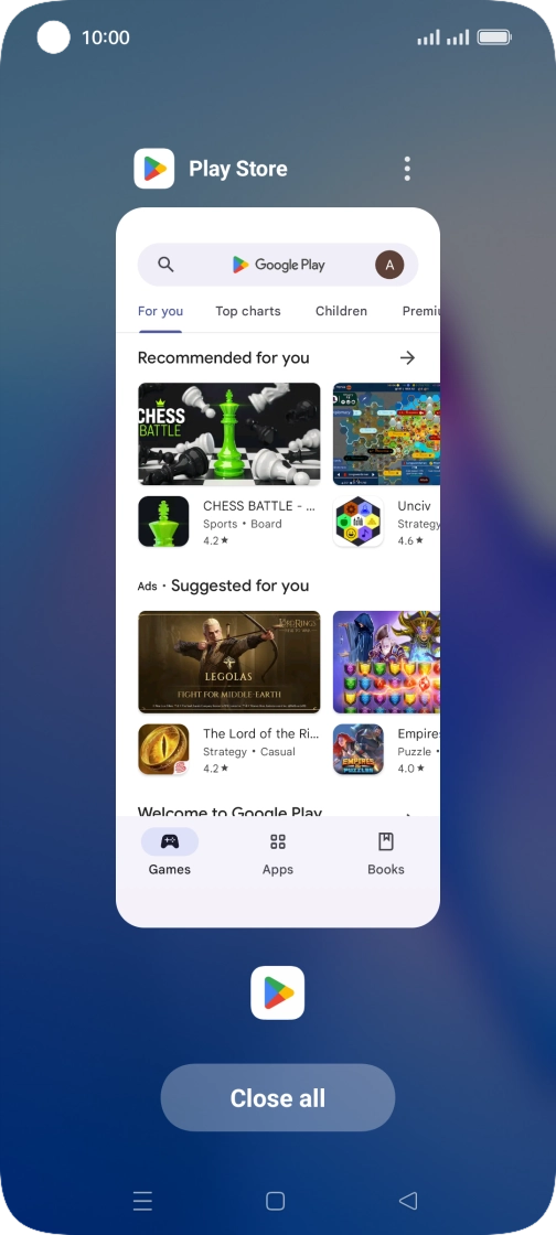 To end one running application, slide your finger upwards on the required application.