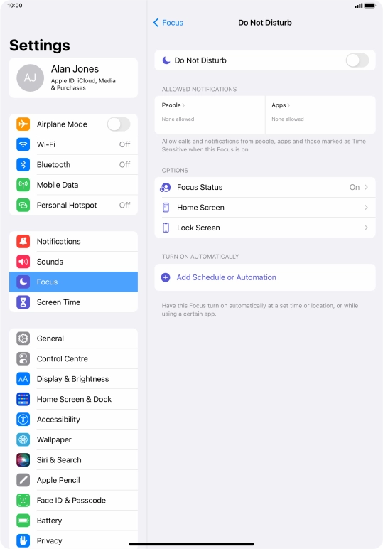 Press People and follow the instructions on the screen to select which contacts you would like to receive calls and notifications from when Do Not Disturb is turned on.