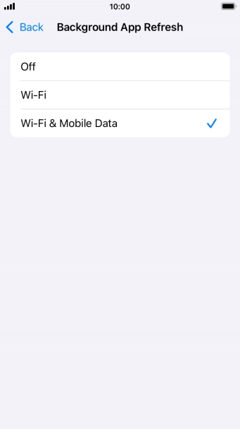 To turn off background refresh of apps, press Off.