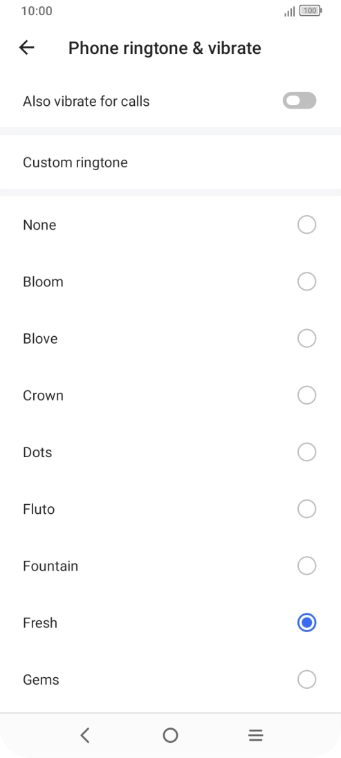 Press Custom ringtone.