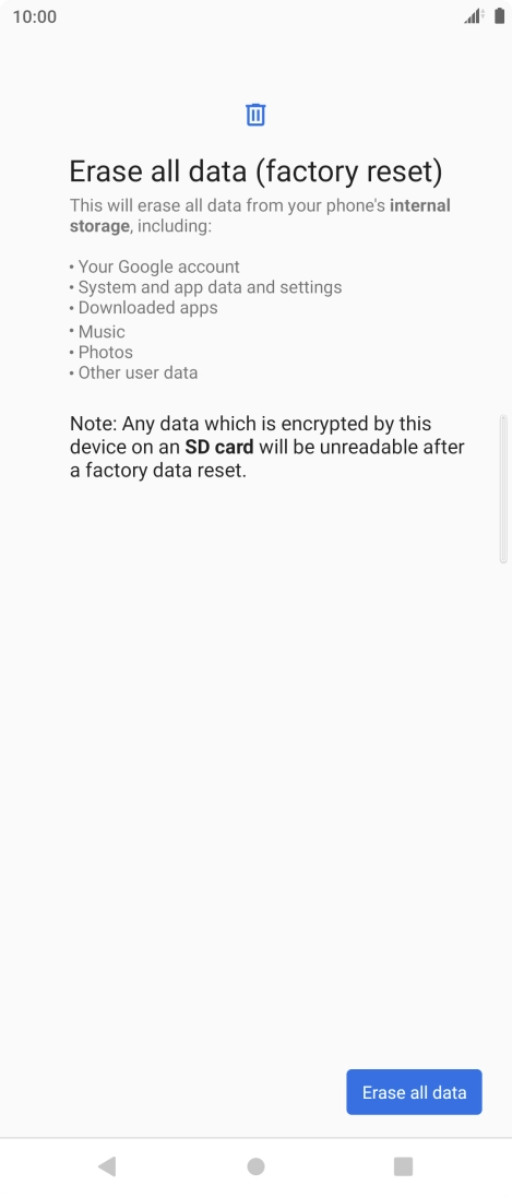 Press Erase all data.