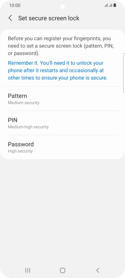 Press the required phone lock code and follow the instructions on the screen to create an additional phone lock code.