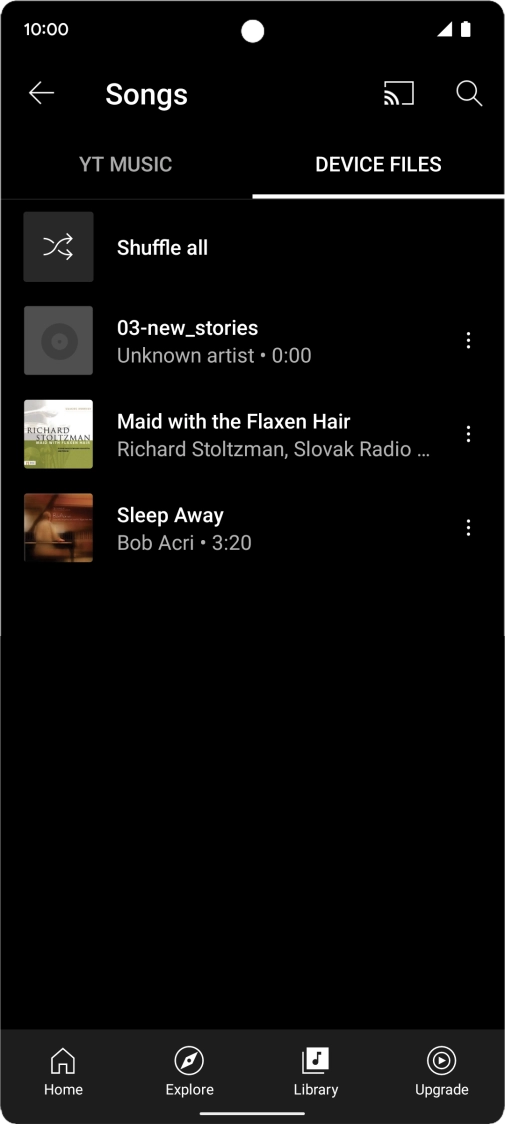 Press the required audio file.