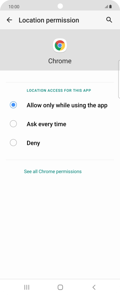 Press the required setting.