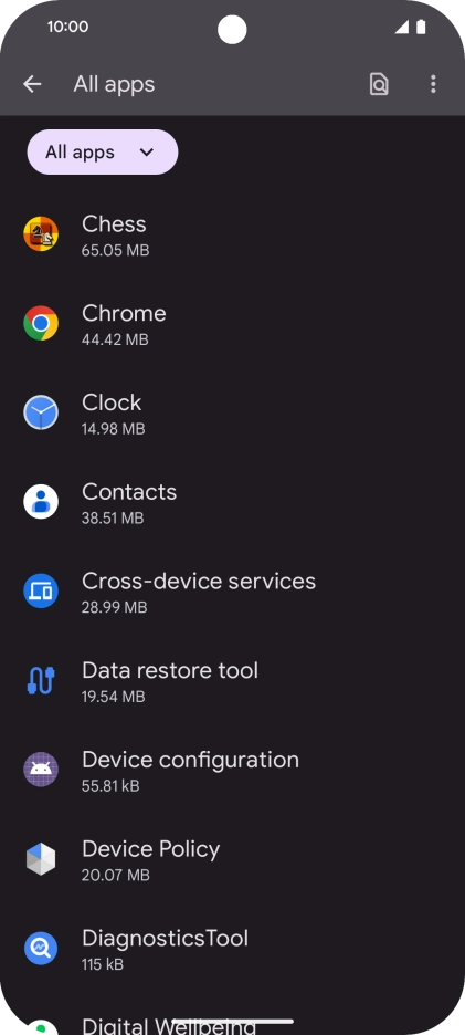 Press the required app.