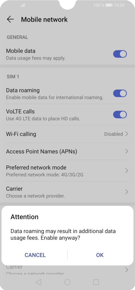 If you turn on the function, press OK.