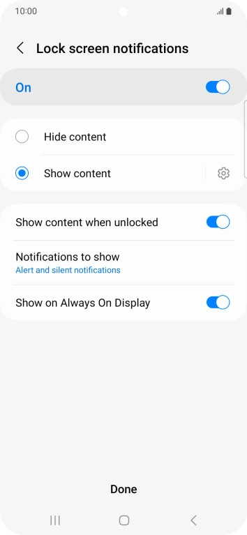 Press the required settings to turn them on or off.