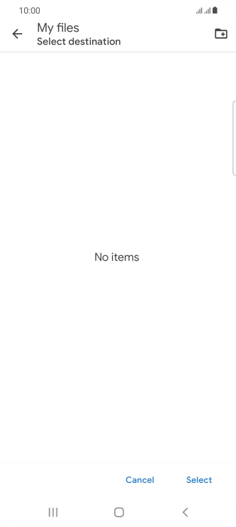 To create a new folder, press the new folder icon and follow the instructions on the screen to create a new folder.