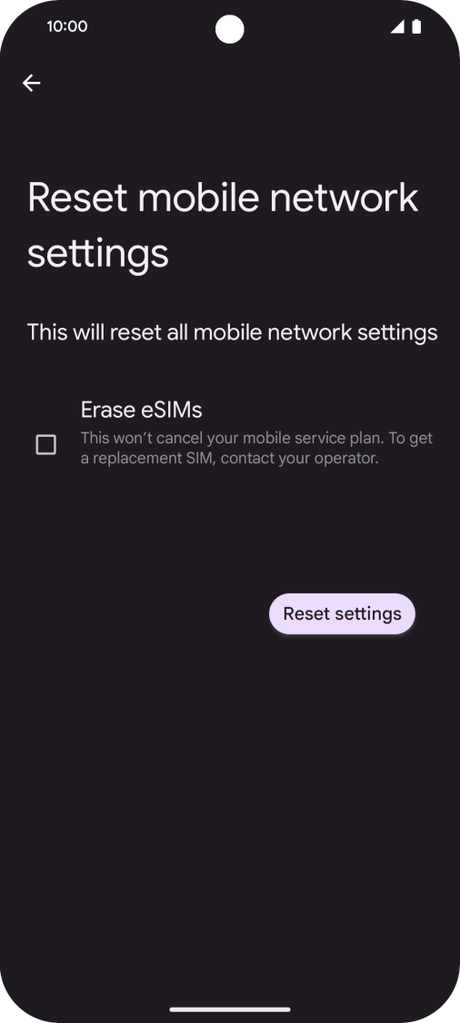 Press Reset settings.