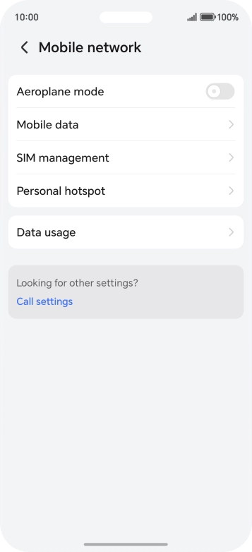 Press Mobile data.