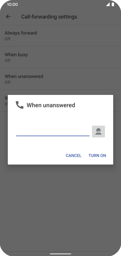 Key in +447953222222 and press TURN ON.