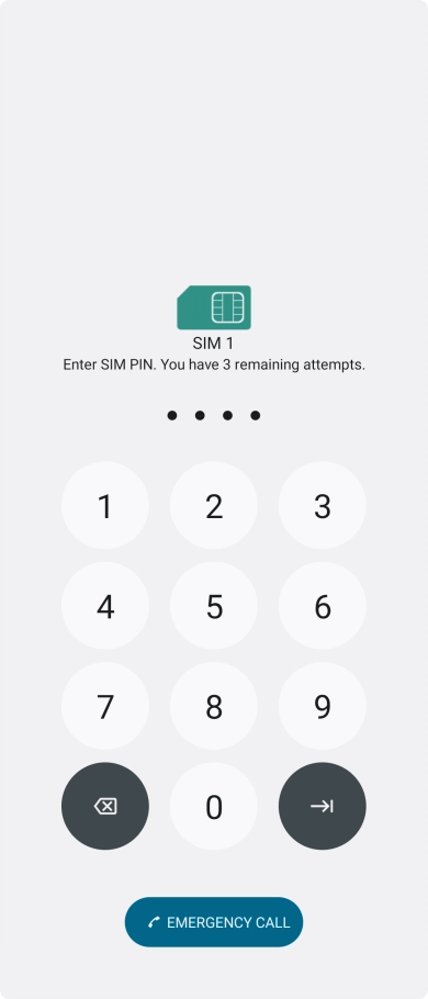 If you're asked to key in your PIN, do so and press arrow right. The default PIN is 1111.
