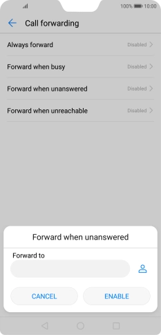 Key in +447953222222 and press ENABLE.