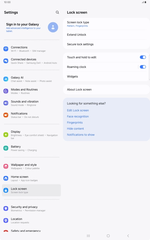 Press Screen lock type and key in the current lock code.