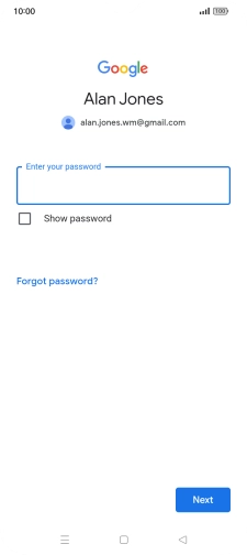 Press Enter your password and key in the password for your Google account.