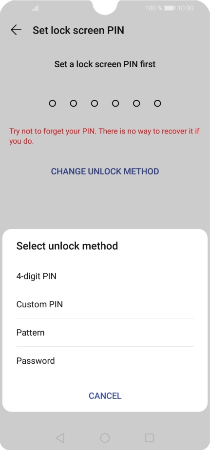 Press the required phone lock code and follow the instructions on the screen to create an additional phone lock code.