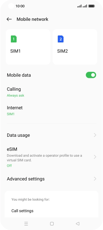 Press Data usage.