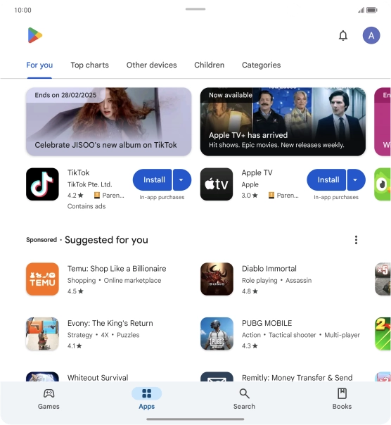Press the profile icon.