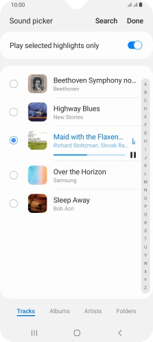 Once you've found a ring tone you like, press Done.