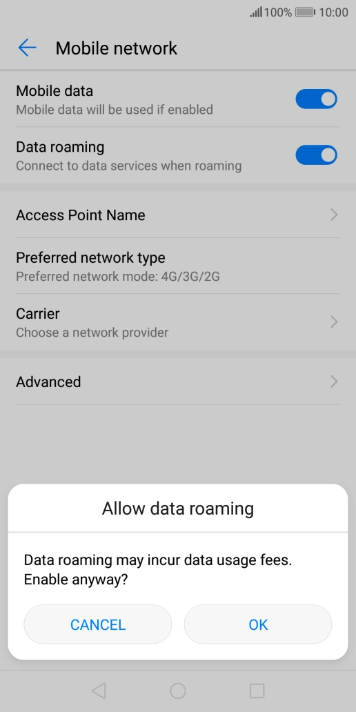 If you turn on the function, press OK.