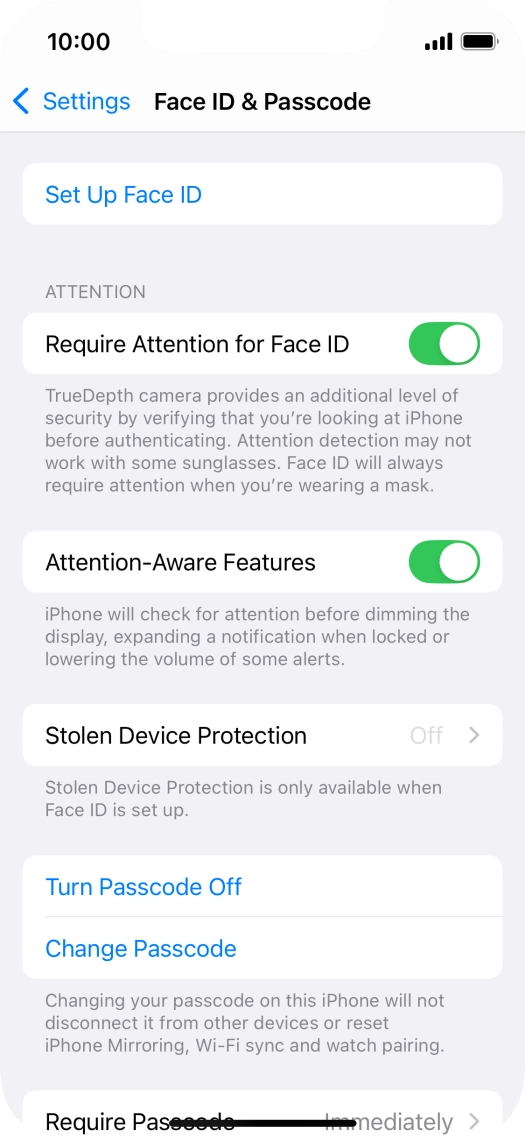Press Turn Passcode Off and key in the phone lock code.