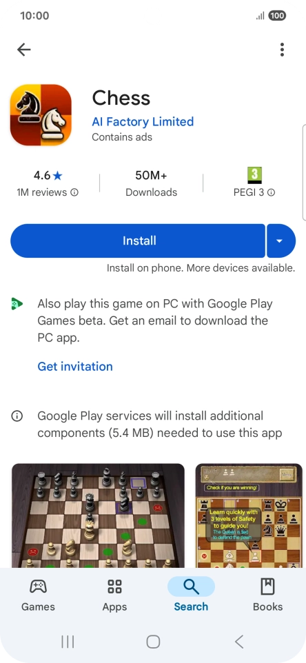 Press Install and follow the instructions on the screen to install the app.