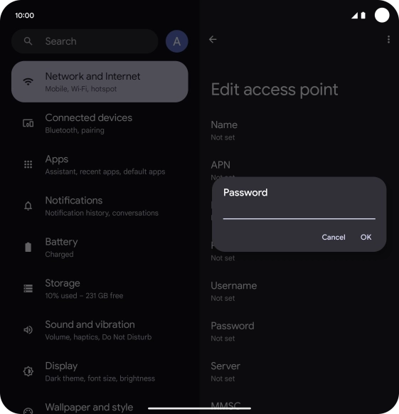 Key in secure and press OK.