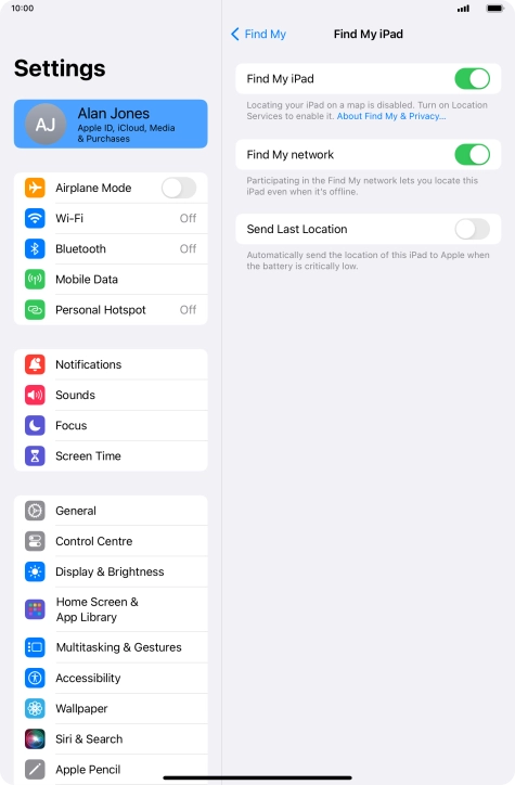 Press the indicator next to 