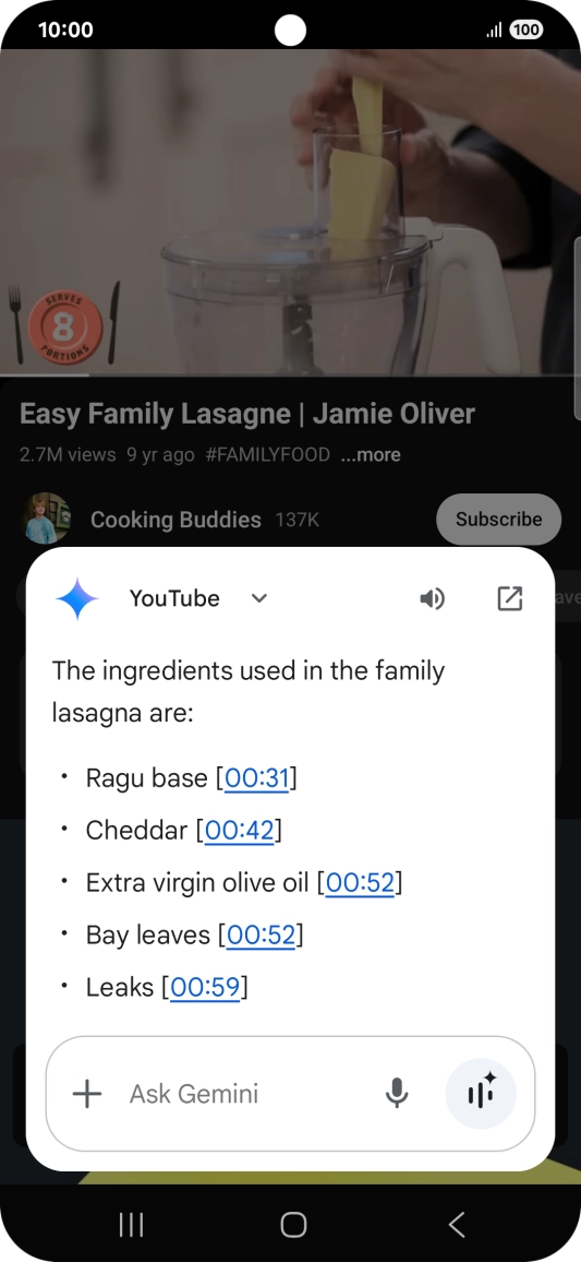 The answer from Gemini to your question is displayed.