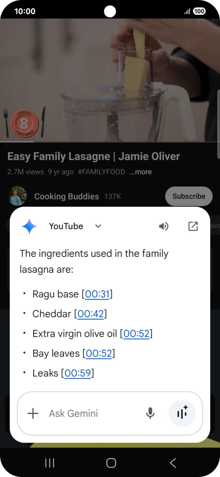 The answer from Gemini to your question is displayed.