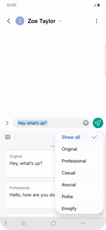 Press the required style of writing.