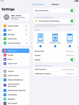 Press the indicator next to 