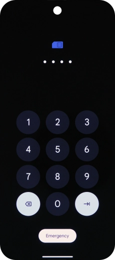 If your SIM is locked, key in your PIN and press arrow right. The default PIN is 1111.