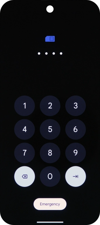If your SIM is locked, key in your PIN and press arrow right. The default PIN is 1111.
