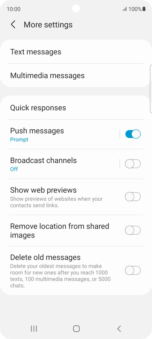 Press Text messages.