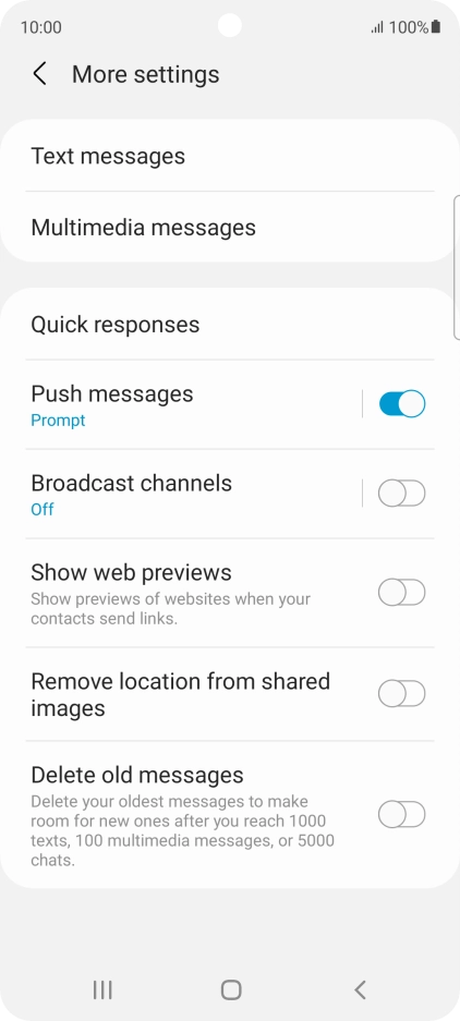 Press Text messages.