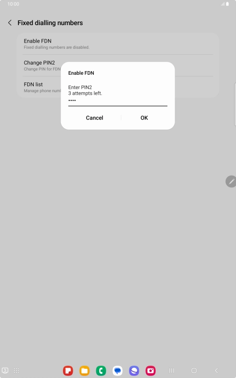 Key in your PIN2 and press OK. The default PIN2 is 0000.