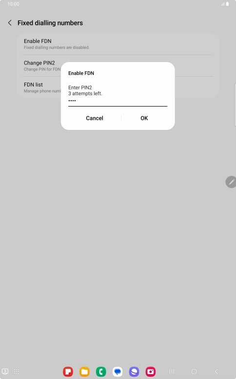 Key in your PIN2 and press OK. The default PIN2 is 0000.