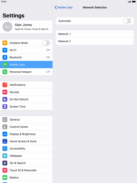 If you turn off the function, press the required network.