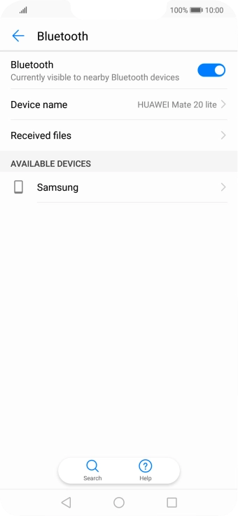 Press the required Bluetooth device and follow the instructions on the screen to pair the device with your phone.