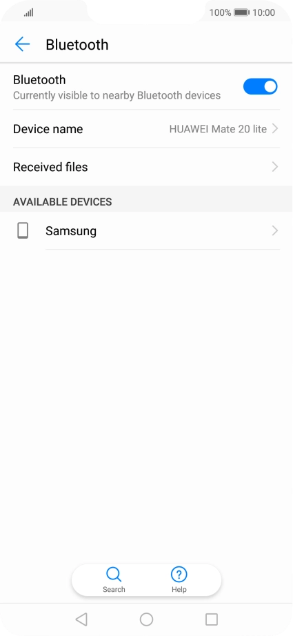 Press the required Bluetooth device and follow the instructions on the screen to pair the device with your phone.
