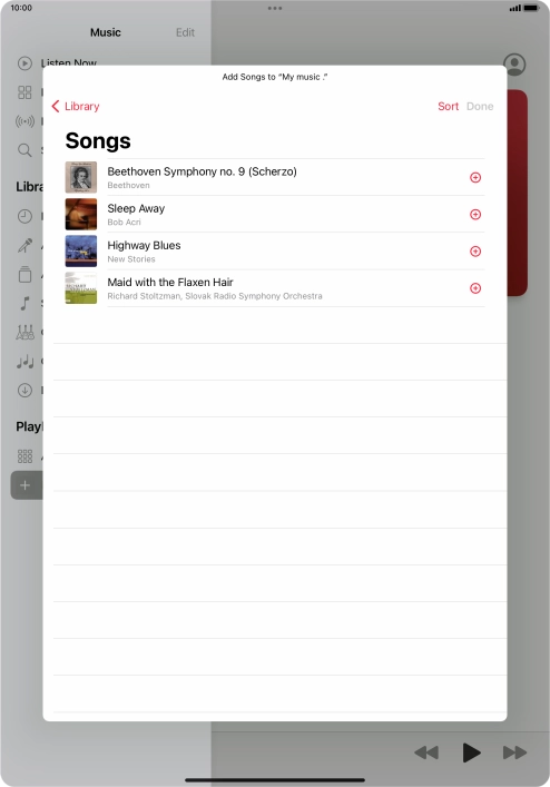 Go to the required category and press the required audio file.