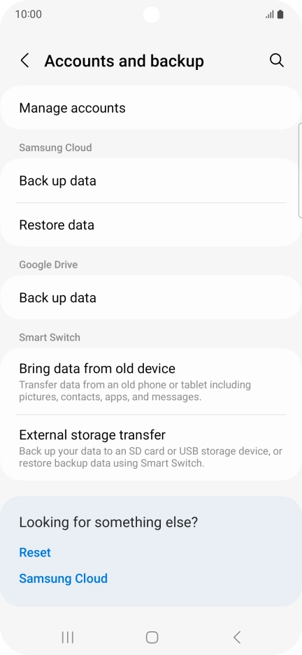 Press Manage accounts.